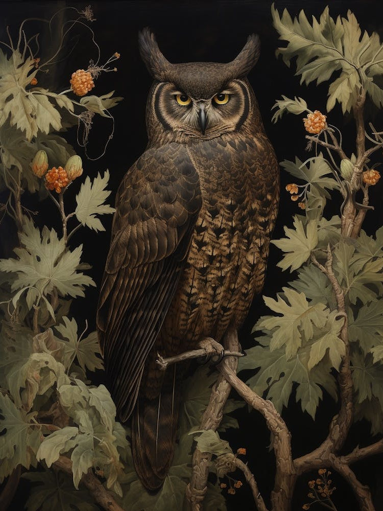 Dark And Moody Botanical Owl 4