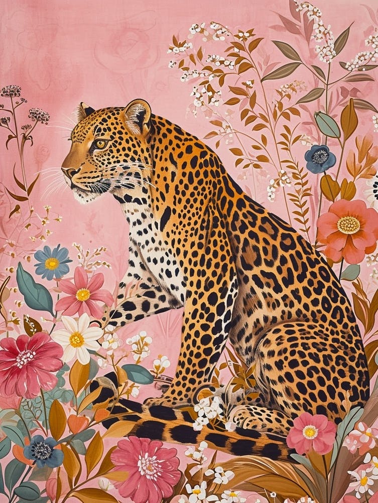 Floral Animal Painting Leopard 1