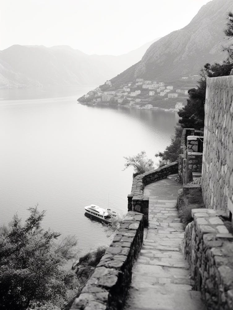 Kotor, Montenegro, Black And White Old Photo 4