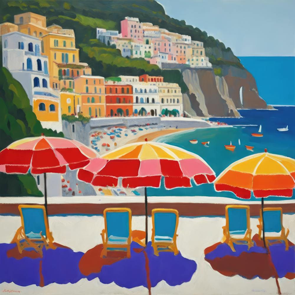 Die Amalfiküste Serie im Stil von David Hockney 2