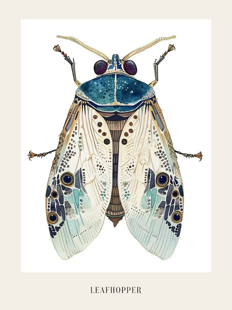 Colourful Insect Illustration Leafhopper 4 Poster