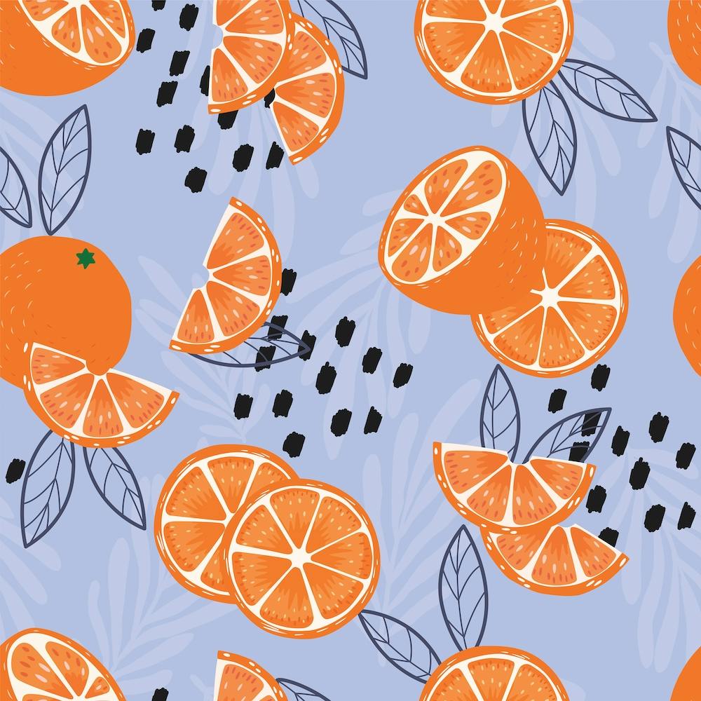 Orange Pattern On Pale Purple Square