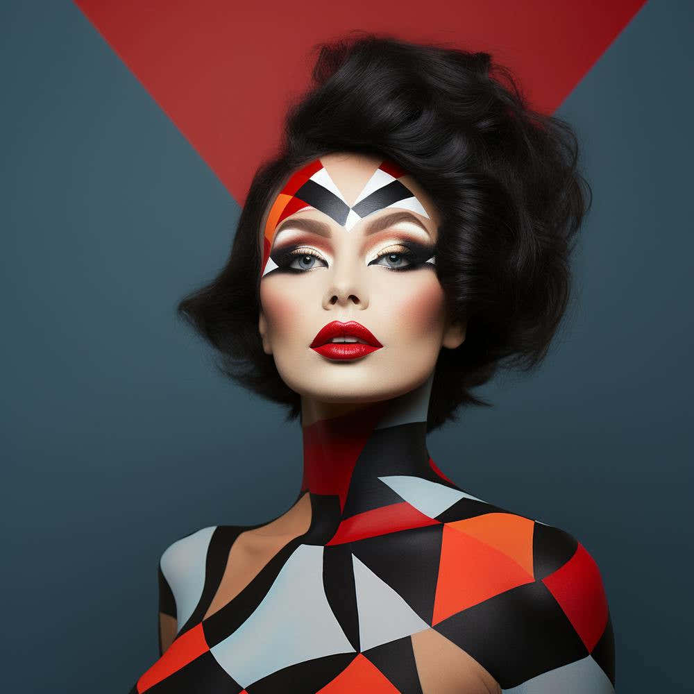 Abstract Woman With Geometric Body Paint