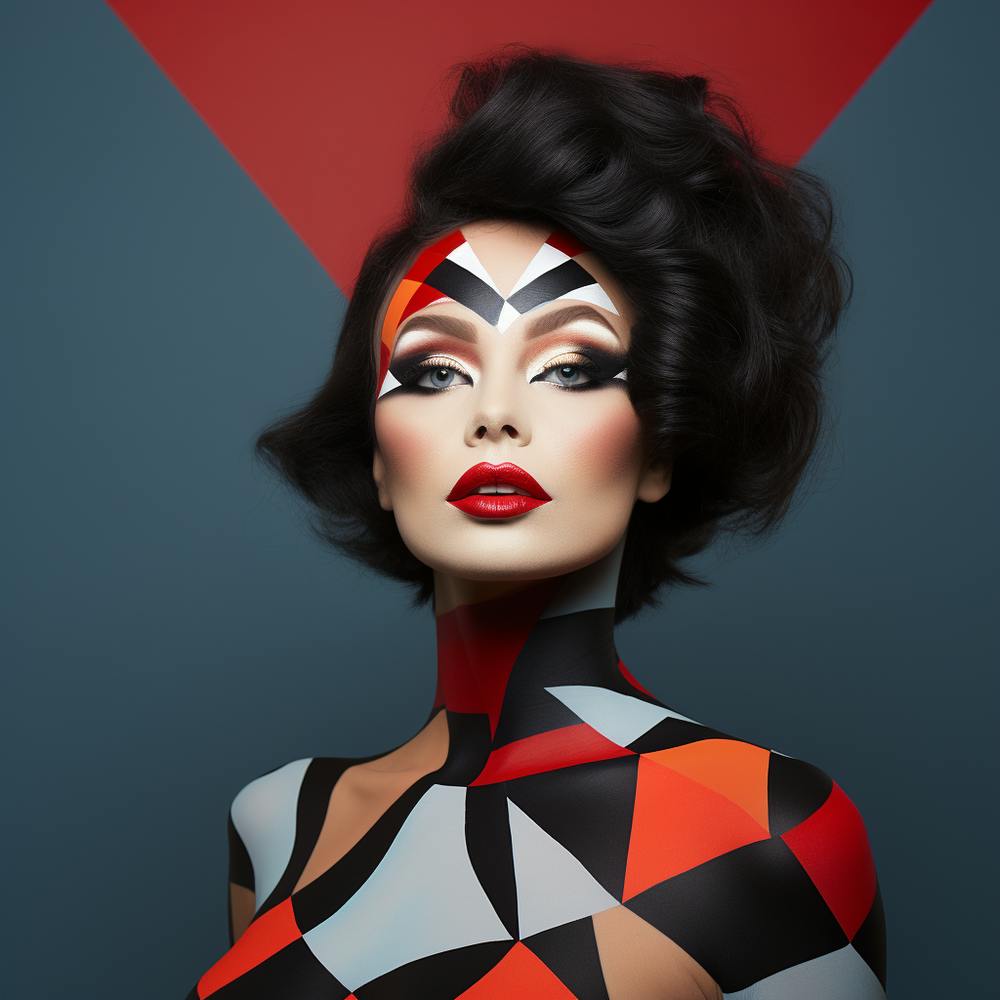 Abstract Woman With Geometric Body Paint