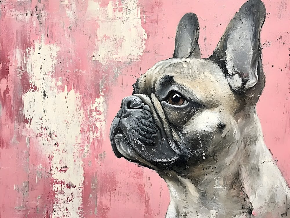Minimal French Bulldog With Pink 1