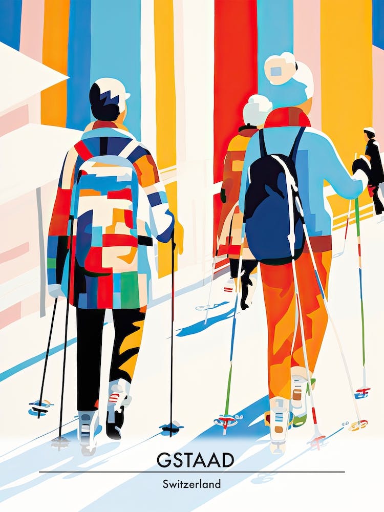 Gstaad   Switzerland, Ski Resort Poster Illustration 2