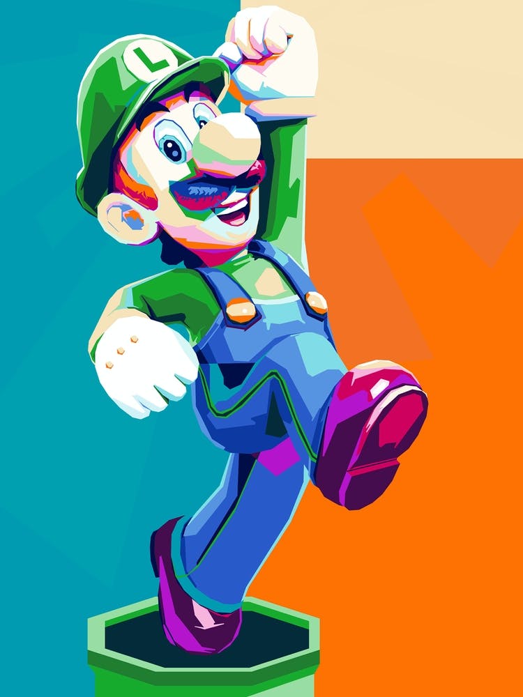 Mario Luigi  Cartoon Pop Art