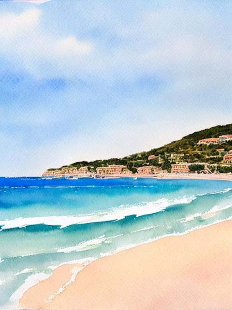 Plage De Pampelonne 3, Saint Tropez, France Watercolour