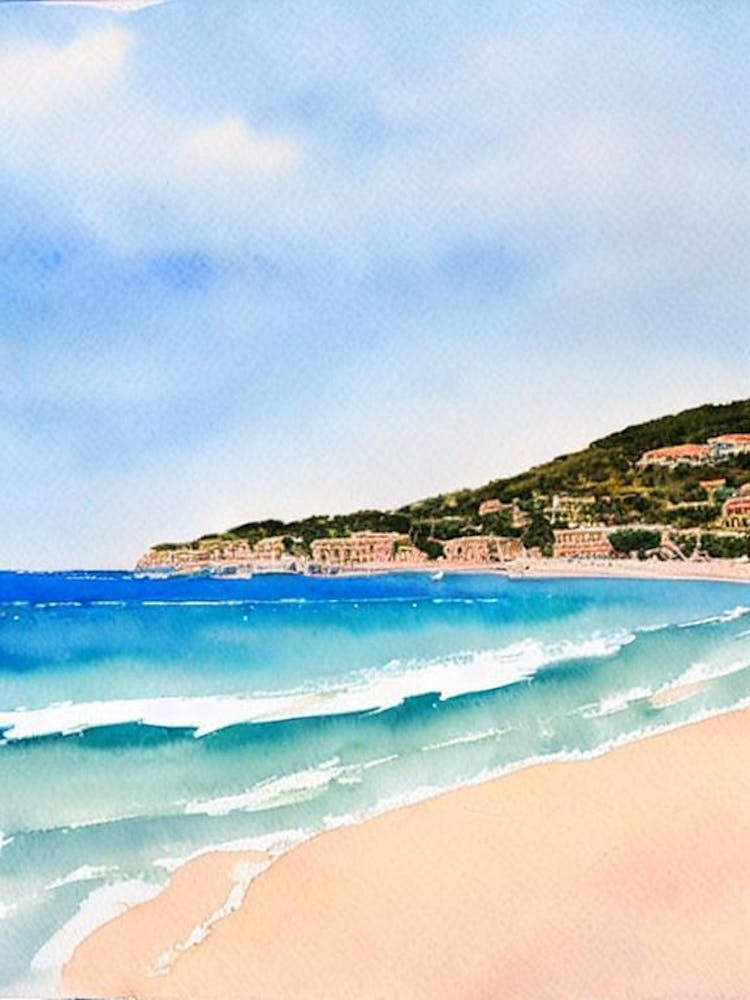 Plage De Pampelonne 3, Saint Tropez, France Watercolour