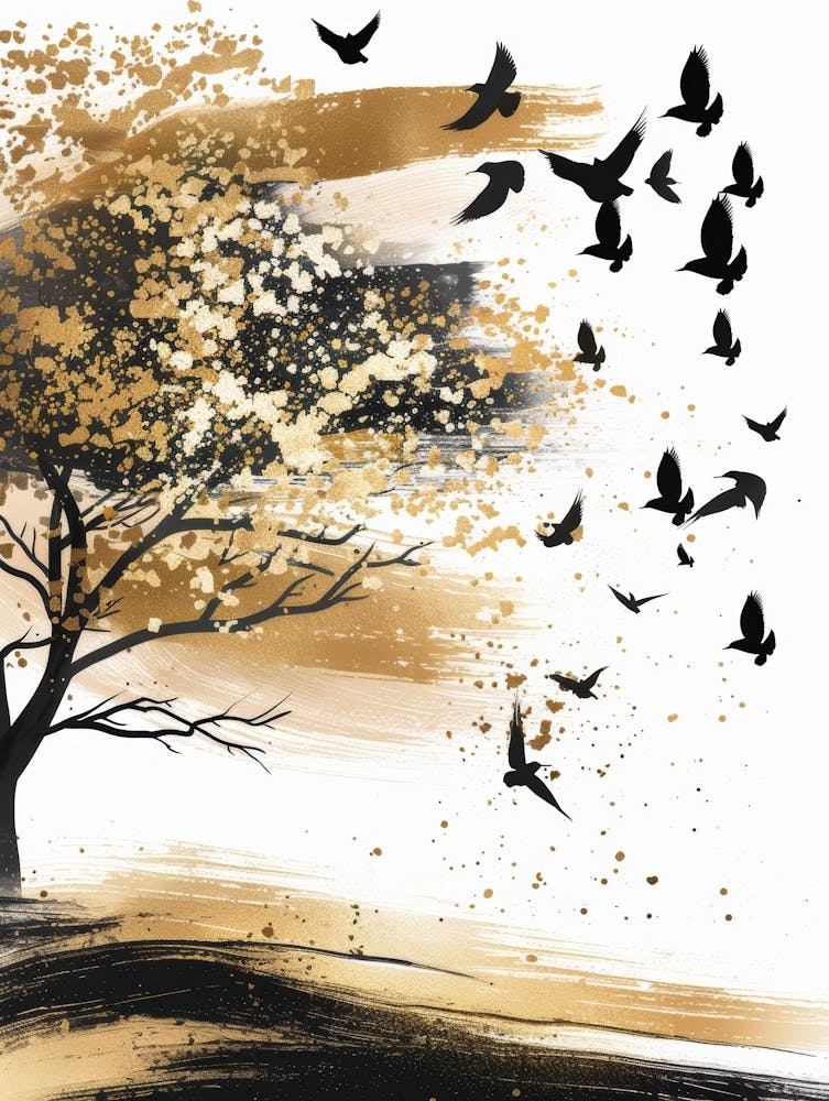 Birds Flying Over Tree