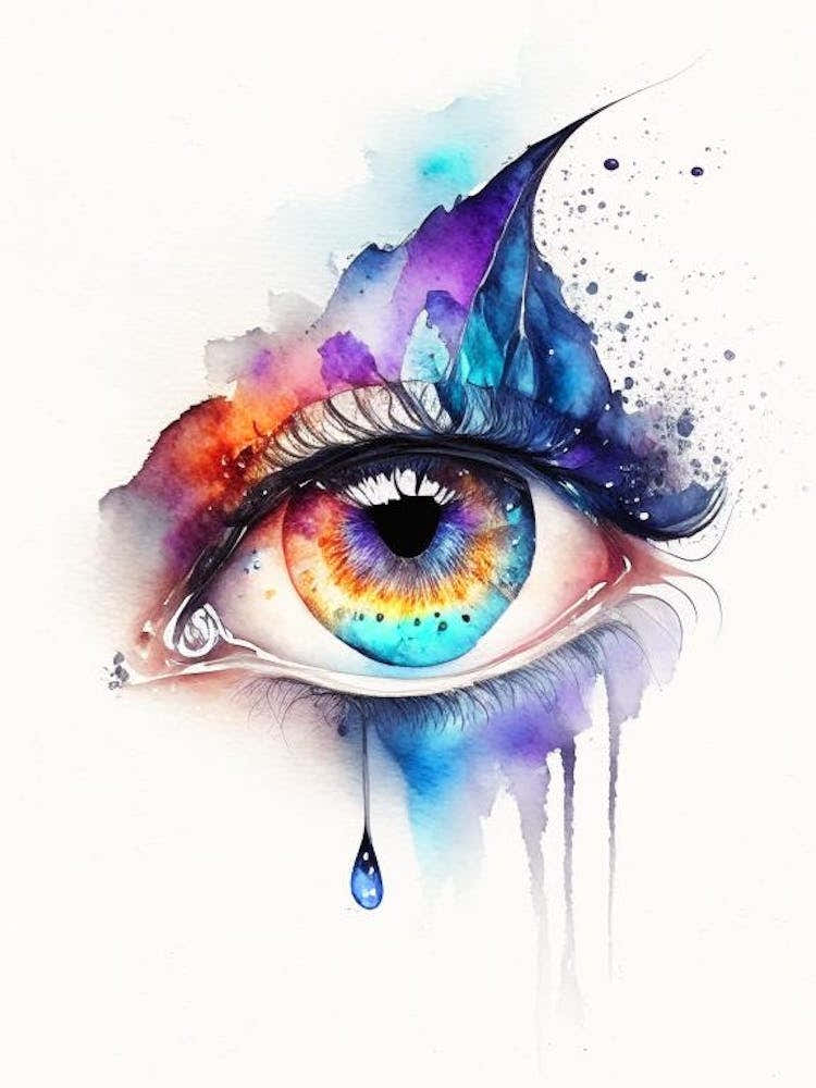 Surreal Eye, Symbol, Third Eye Watercolour 1
