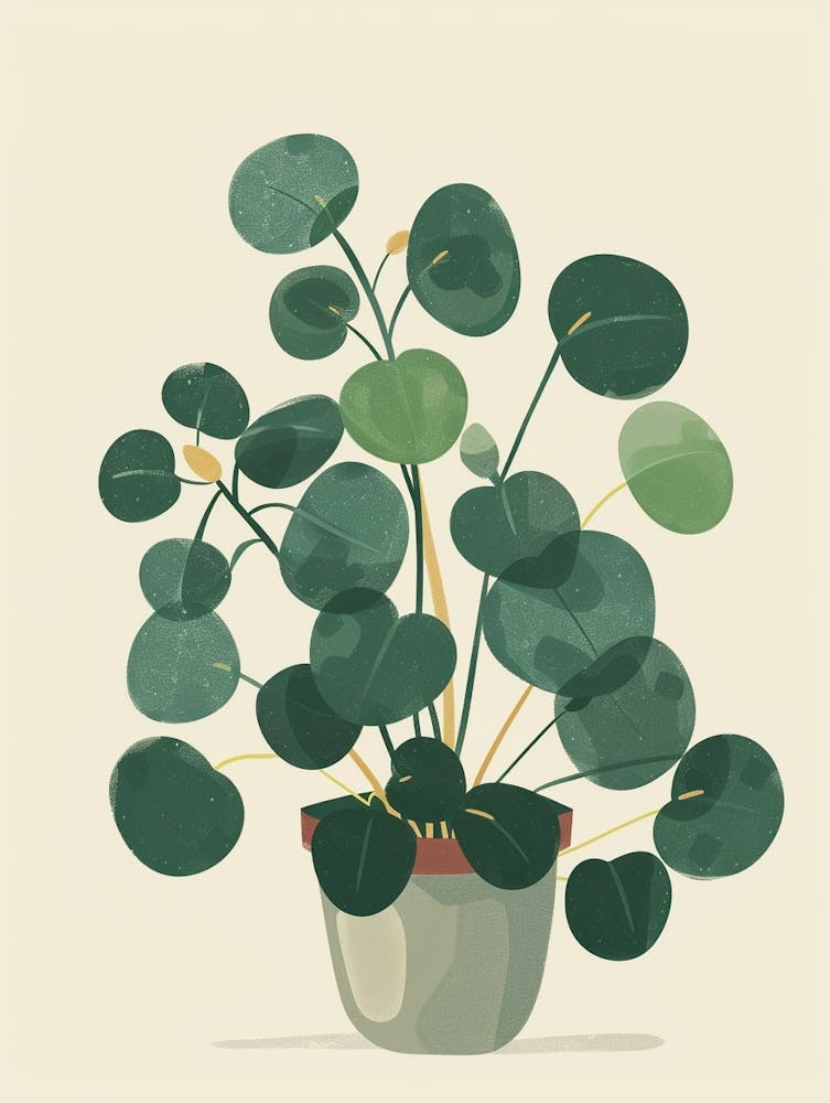 Pilea Pflanze Minimalistische Illustration 1