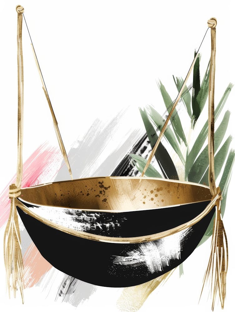 Black And Gold Hanging Basket