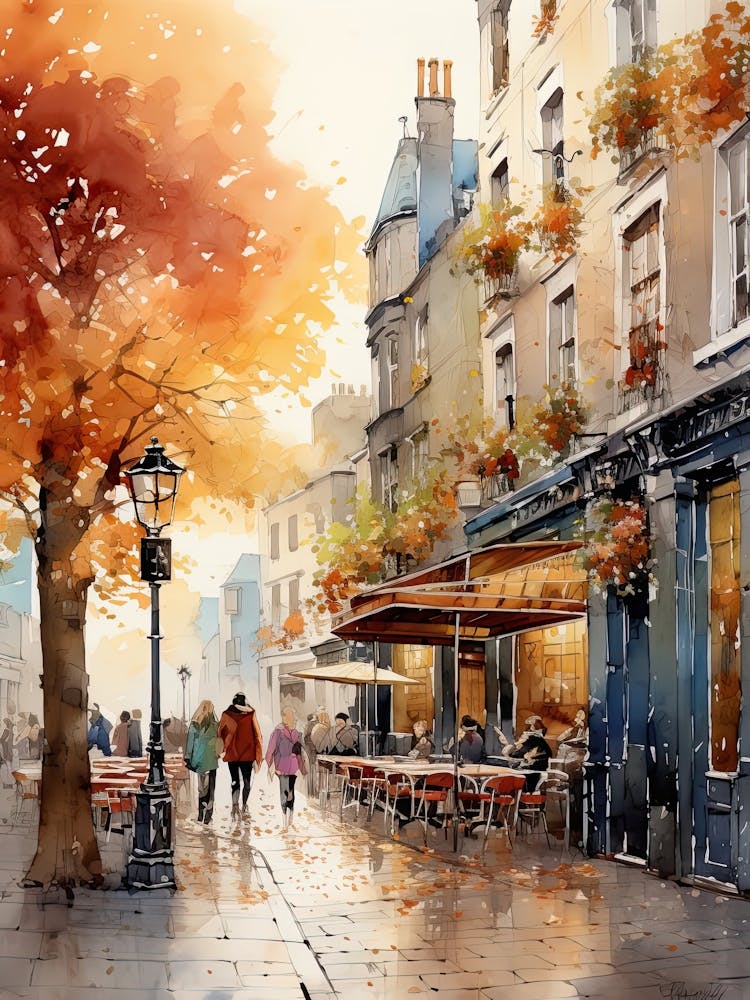 Dublin Ireland In Autumn Fall, Watercolour 3