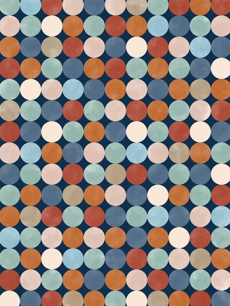 Polka Dots in Terracotta and Blue