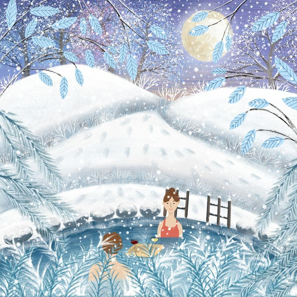 Hot Spring In The Snow Square