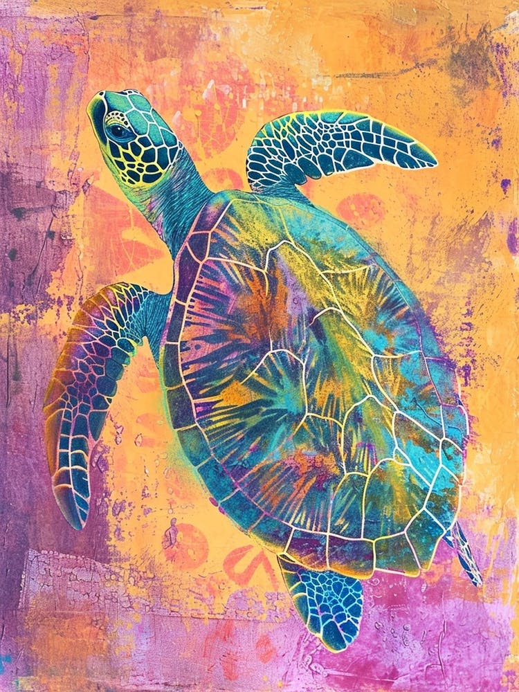 Rainbow Turtle Scribble Crayon Drawing 1