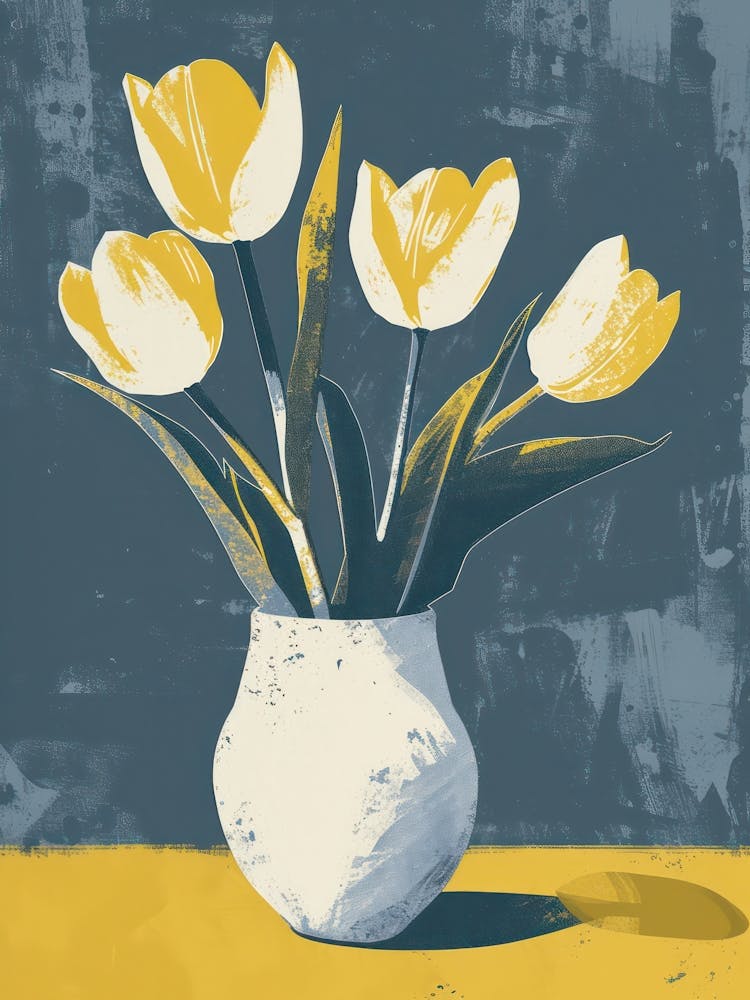 Tulip Flowers On A Table   Contemporary Illustration 2