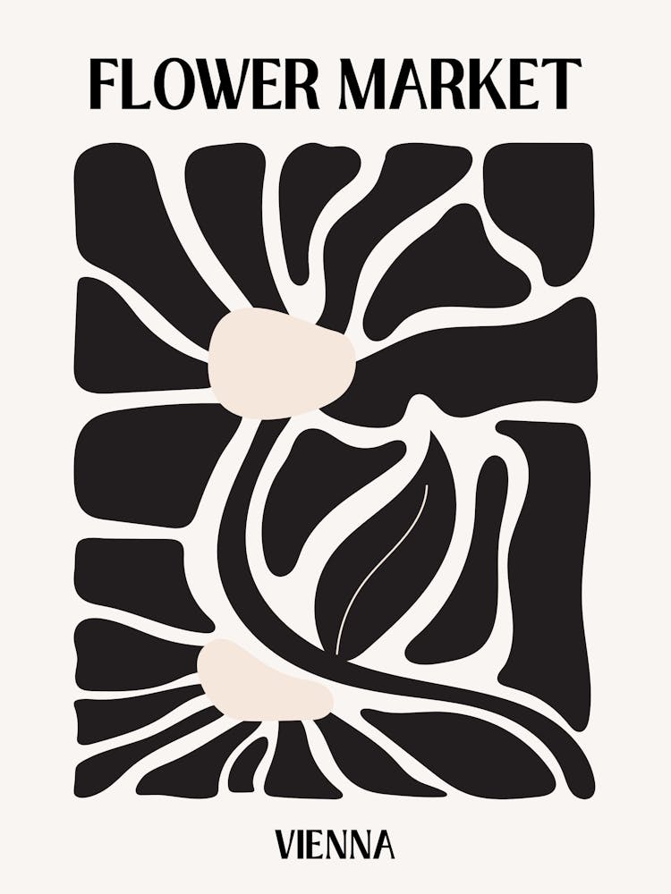 B&W Flower Market Poster Vienna