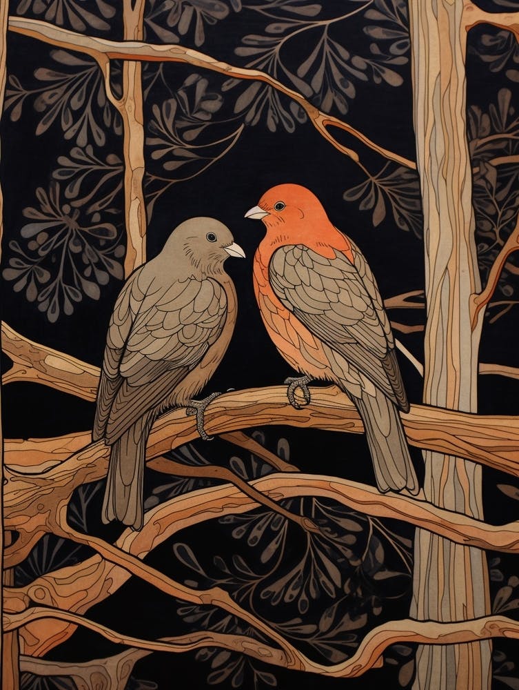 Two Birds Art Nouveau Poster 12