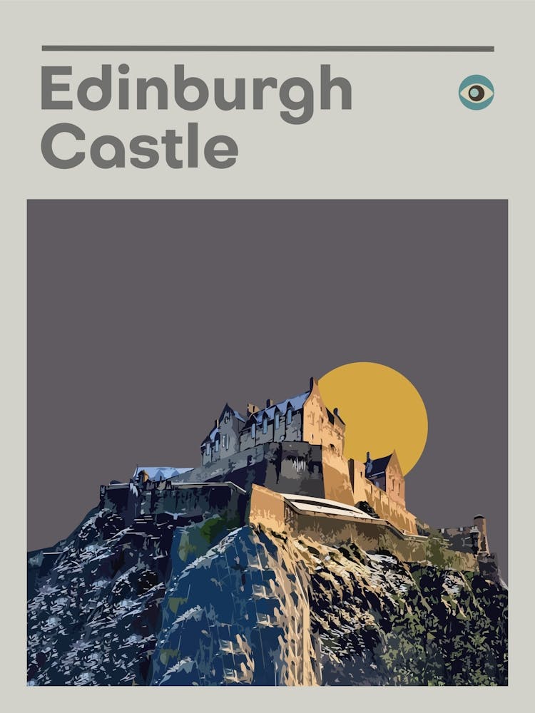 Edinburgh Castle Travel Print Retro Aesthetic Poster Edinburgh Art Gift Mid Century Modern Decor Original Illustration Kitchen Wall Art