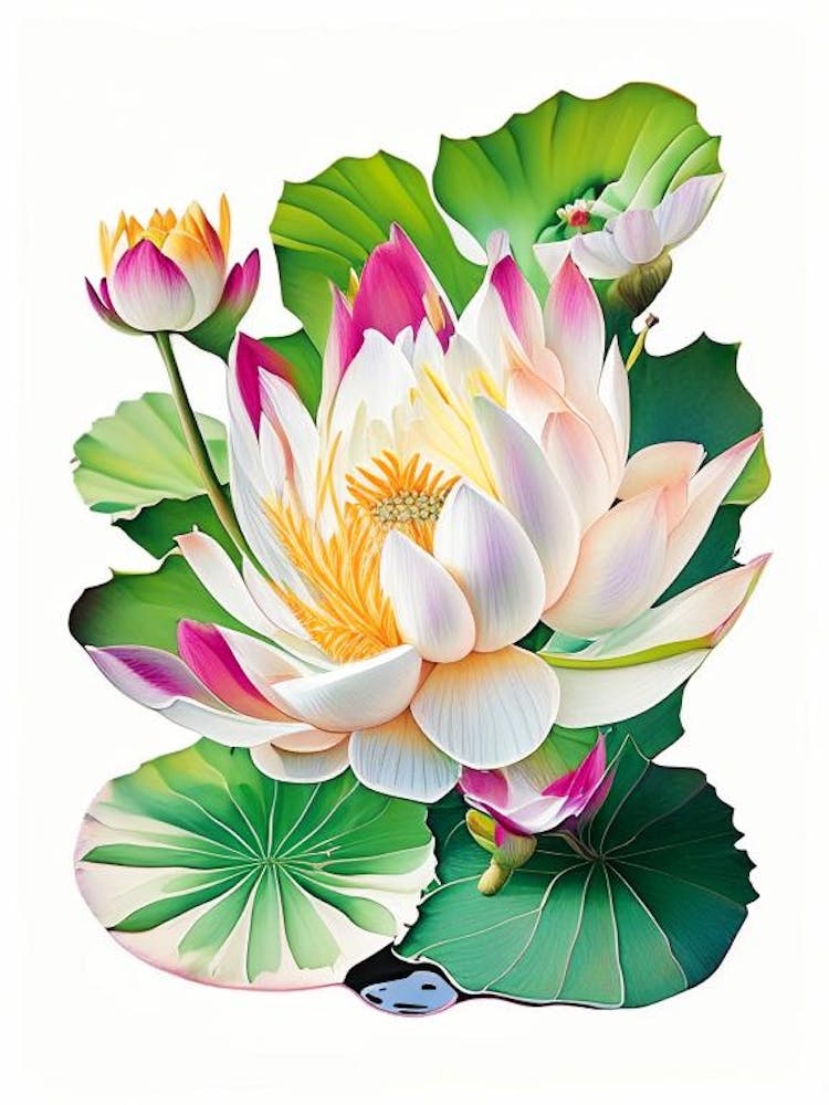 Lotus Flowers In Park Decoupage 6