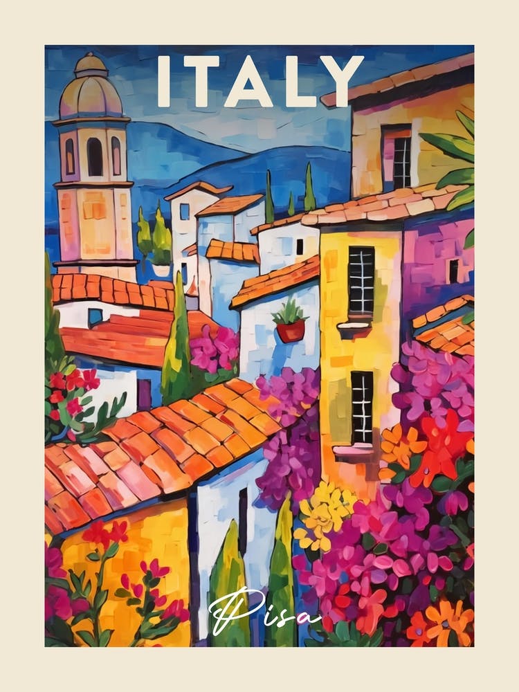Pisa Italy Fauvist Painting Travel Poster