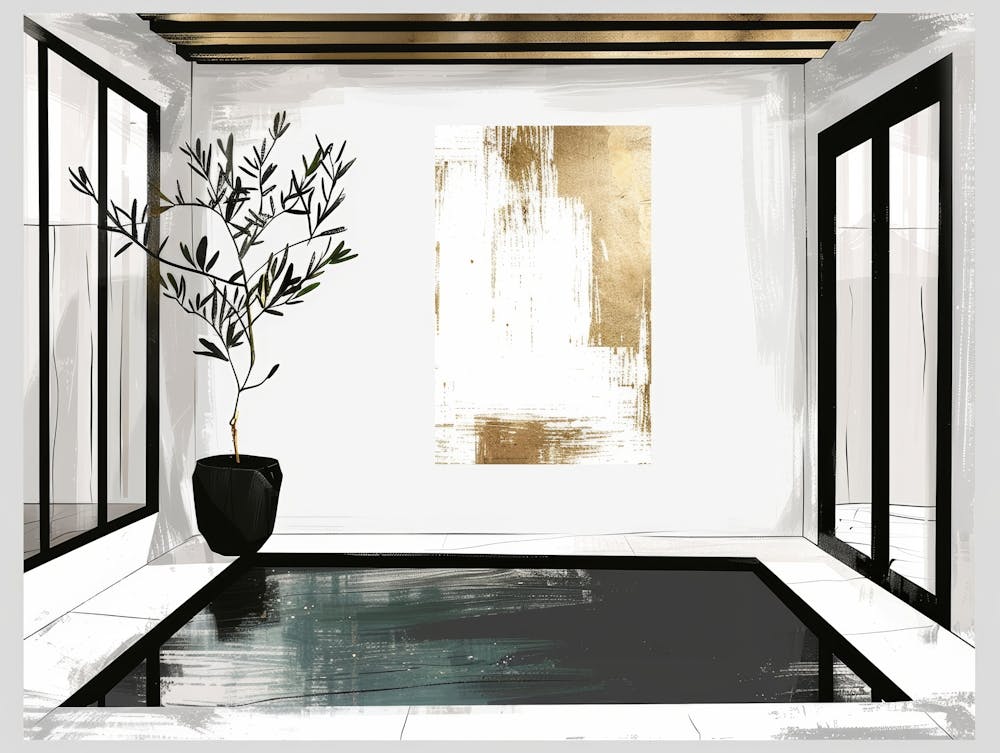 Gold And Black Abstract Painting 104