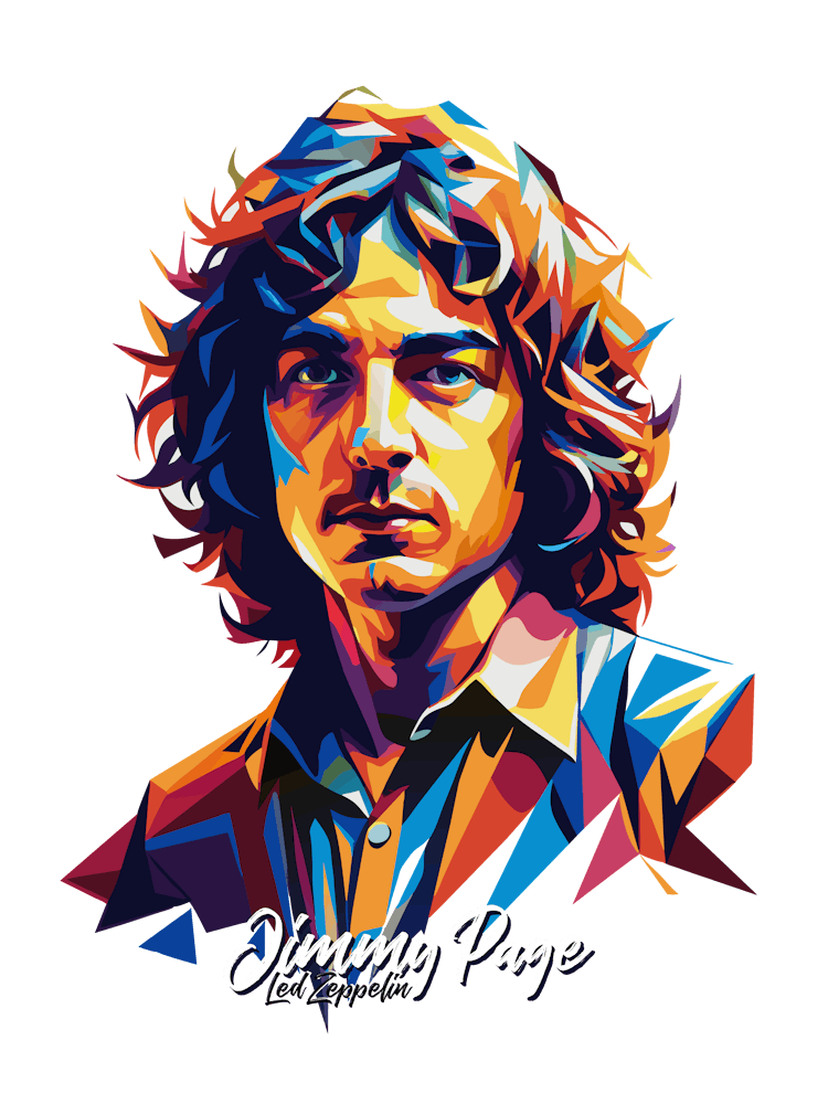 Jimmy Page, Led Zeppelin 02 Portrait Music Icon Style WPAP Pop Art