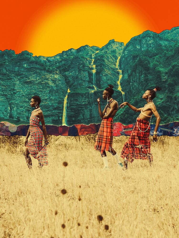 Afrikanische Reißcollage