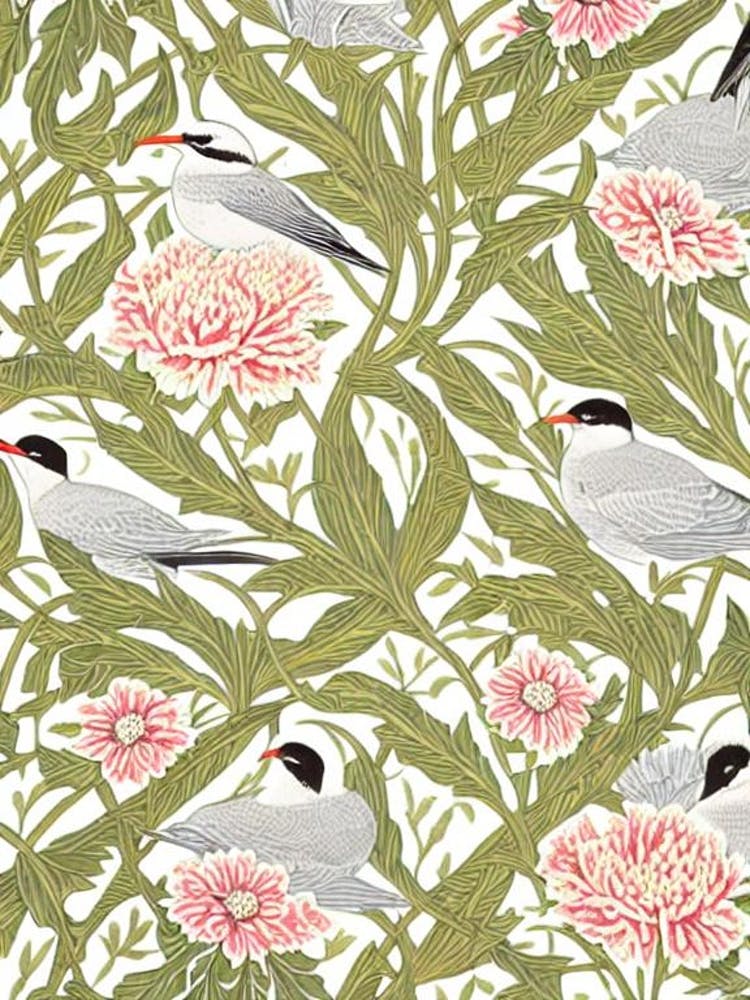 Common Tern 2 William Morris Style Bird