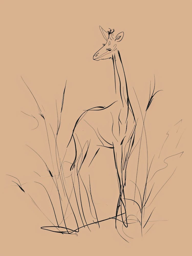 Giraffe - Boho, Line Art 2