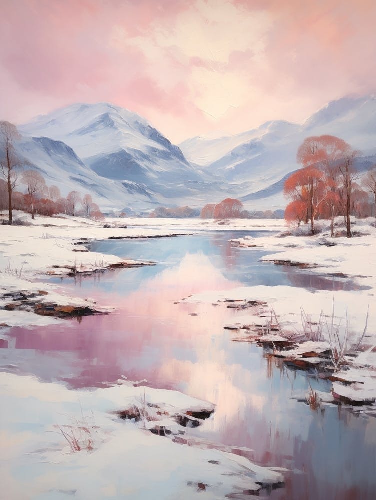 Dreamy Winter Painting Lake District United Kingdom 3