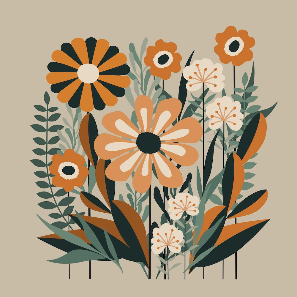 Mid Century Scandinavian Flowers