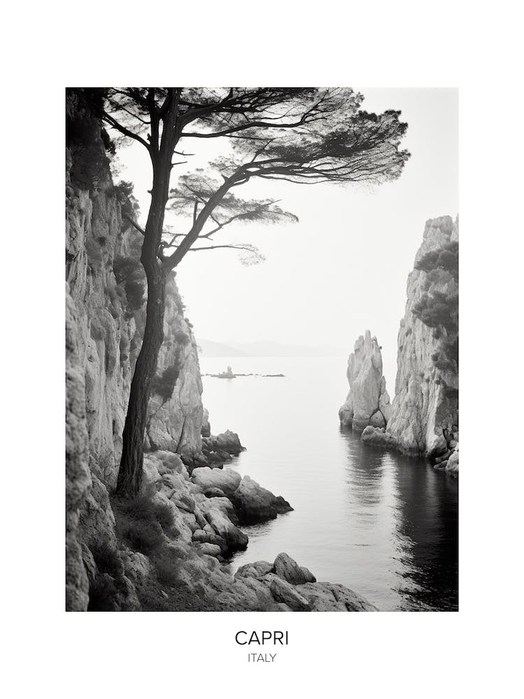 Poster Of Capri, Italy, Black And White Photo 4
