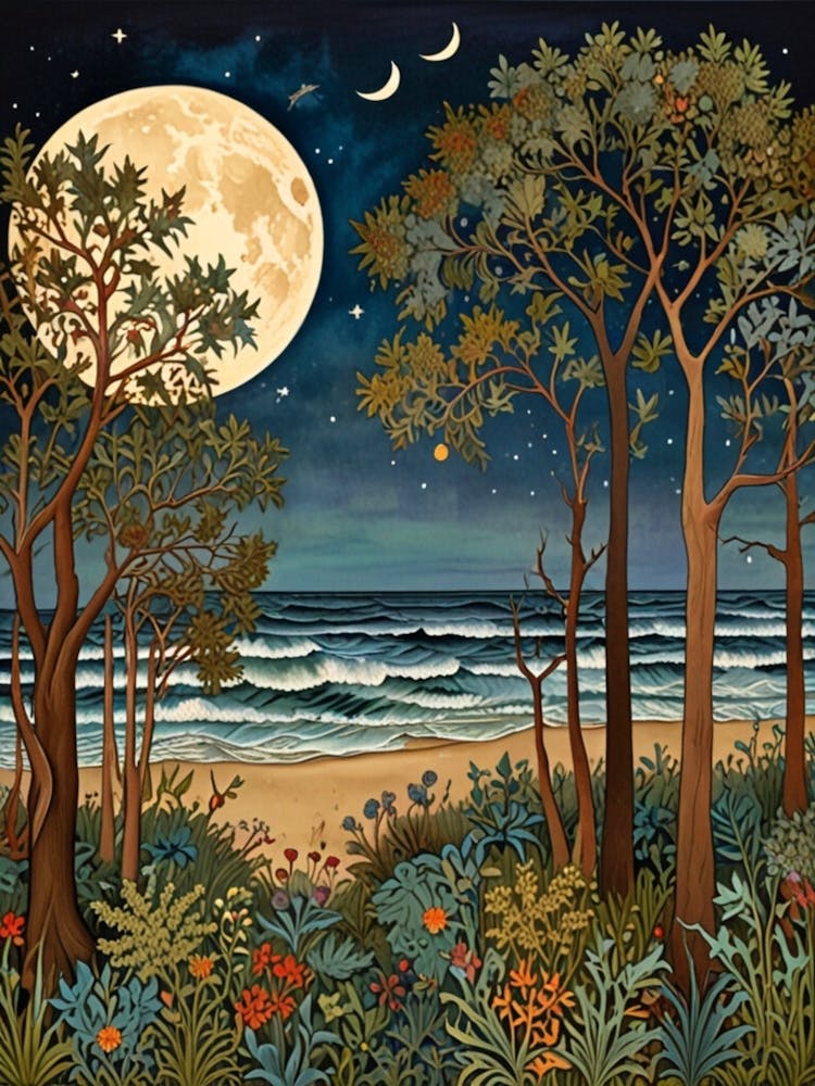 William Morris Moonlight At The Beach 1