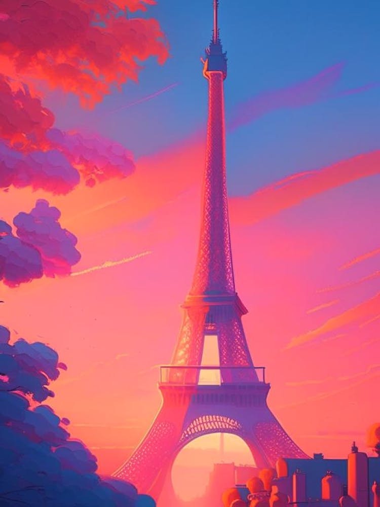 Tour Eiffel Paysage Rêveur au Coucher du Soleil