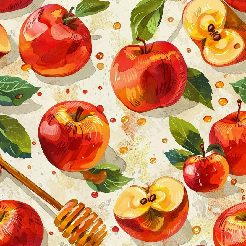 Seamless Pattern With Apples And Honey