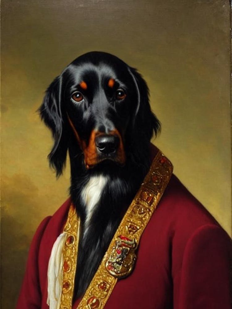Gordon Setter Renaissance Portrait Oil Painting