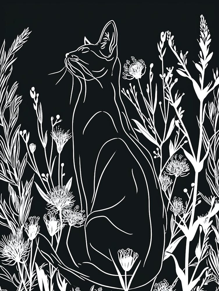 Nebelung Cat Minimalist Illustration 4