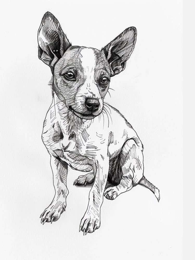 Basenji Dog Line Sketch 1