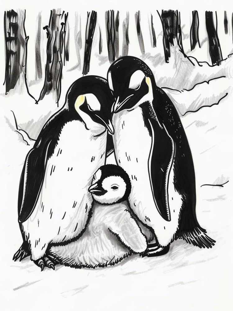 Emperor Penguin Huddling For Warmth 1