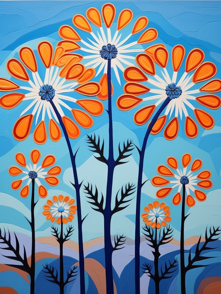 Flower Motif Painting Agapanthus