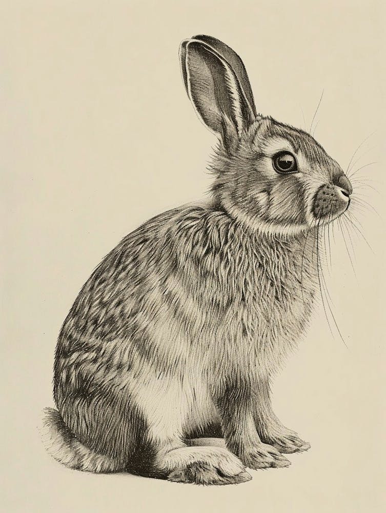 Holland Lop Rabbit Drawing 1