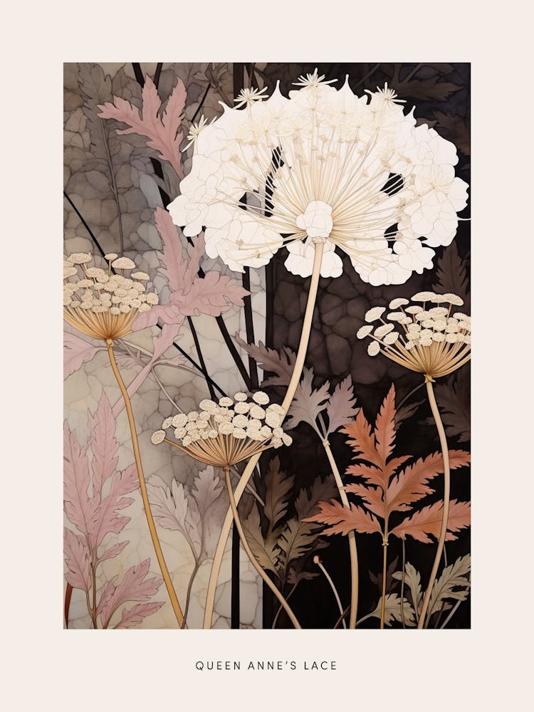 Flower Illustration Queen Annes Lace 2 Poster