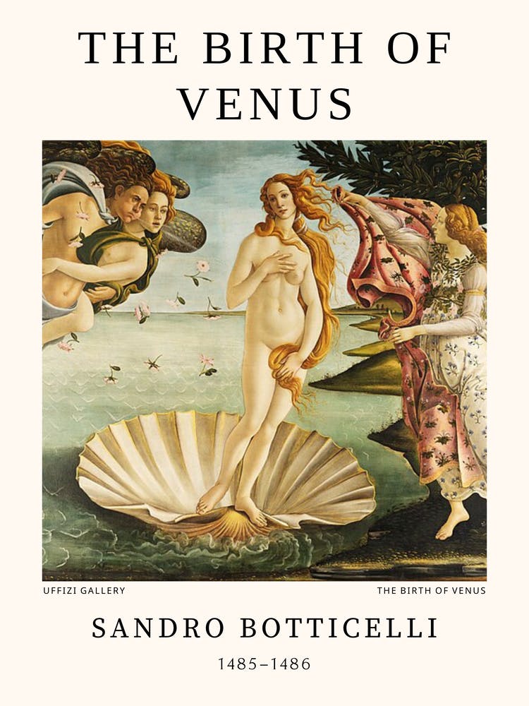 Birth Of Venus Portait, Botticelli Poster Art Print by Fy! Classic