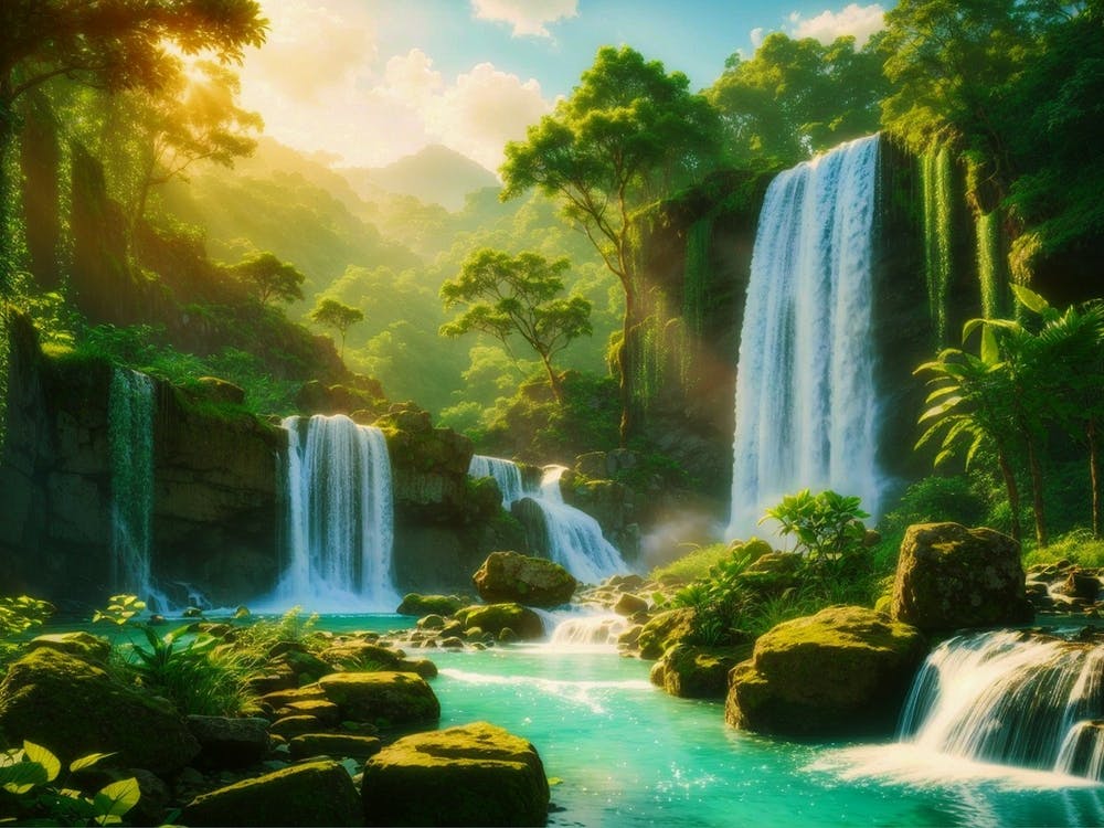Vivid visual of a Waterfalls In The Jungle