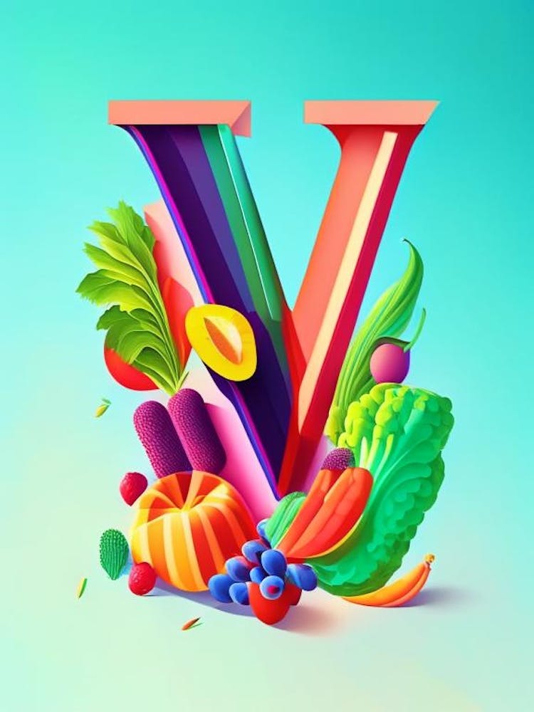 V  For Vegetables, Letter, Alphabet Pop Art Matisse 1