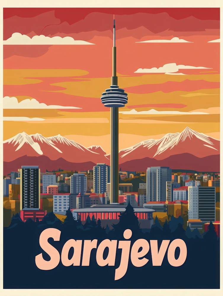 Aihrgdesign A Retro Travel Poster For Sarajevo 4