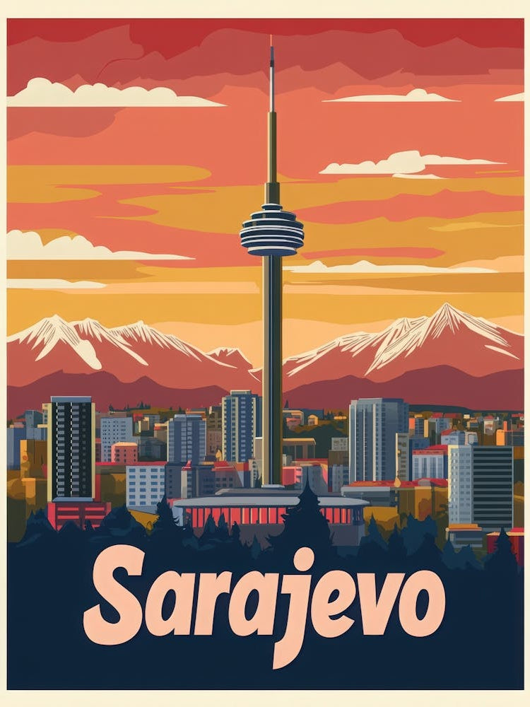 Aihrgdesign A Retro Travel Poster For Sarajevo 4